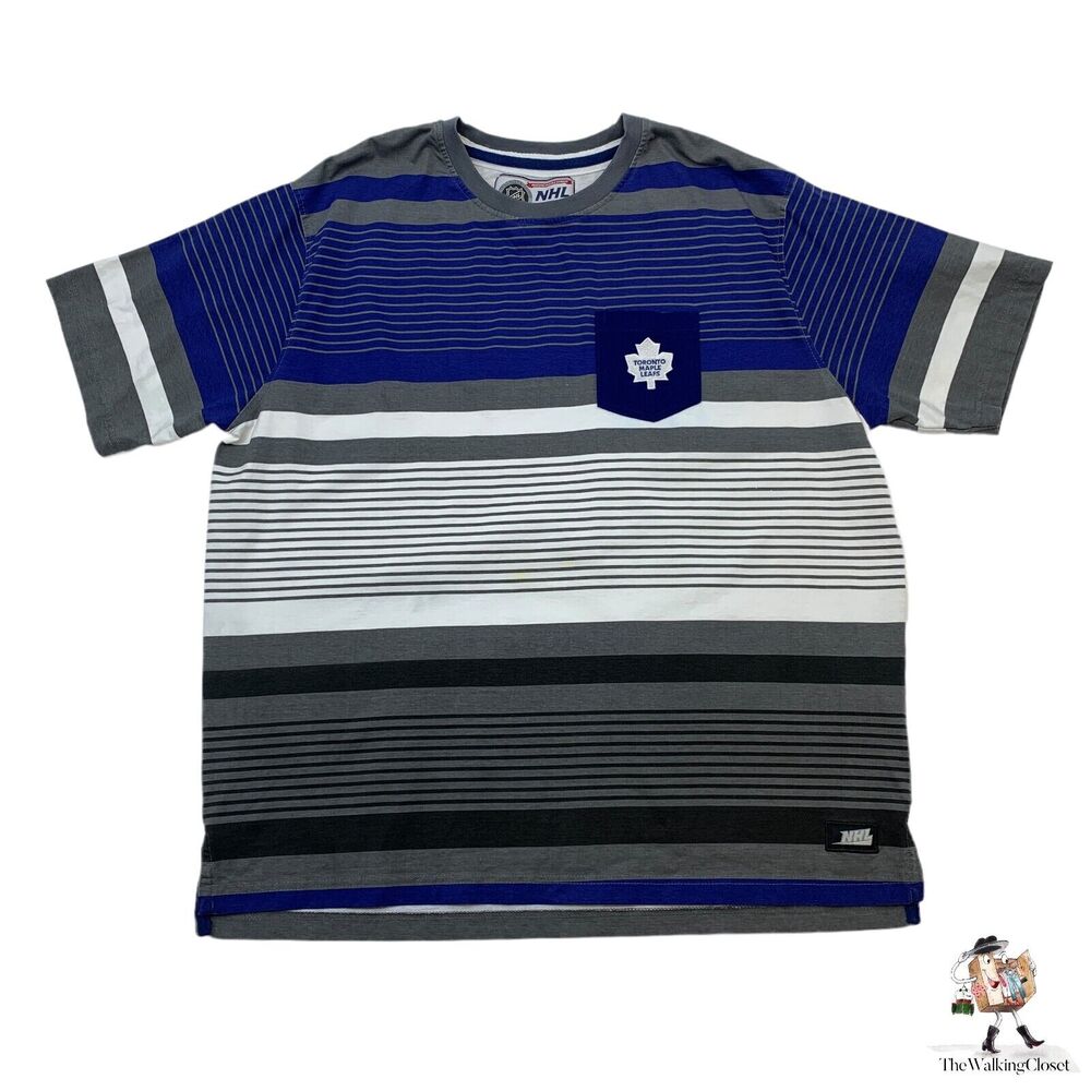 Toronto Maple Leafs T Shirt Mens XL Extra Large Multi Striped Cotton w/ Pocket